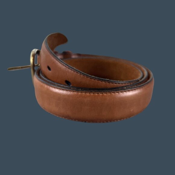 Mens 36 Leather Belt Brass Buckle Handcrafted in USA Classic Casual Americ - Picture 3 of 8